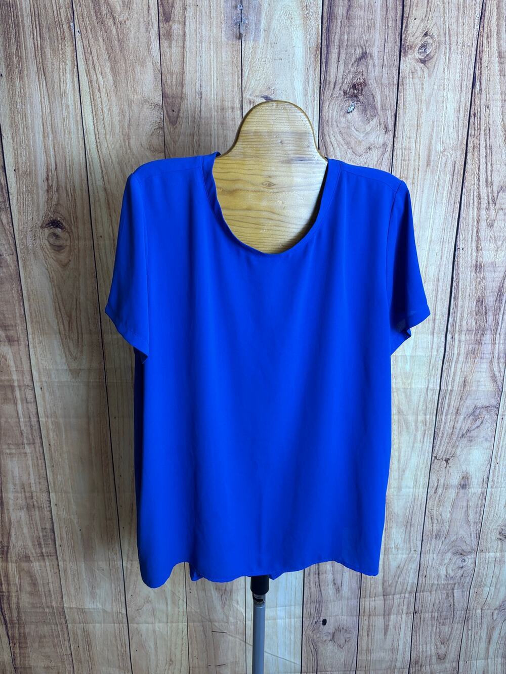 Ann Taylor Loft Sheer Flowy Blouse Royal Blue Women's Size M